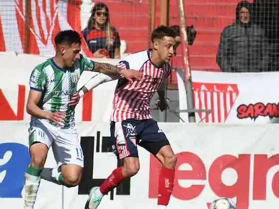 Imagen del gol de Lucas Brochero que dio el empate a San Miguel contra Los Andes