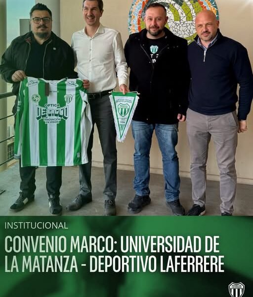 Firma del convenio entre Deportivo Laferrere y la UNLaM en La Matanza